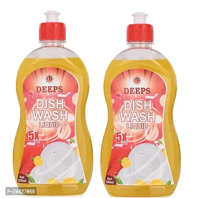DEEPSEA Dishwah\sh Liquid 5X Stain wash with lemon fragnance Combo Pack of 2-thumb0