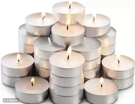 Home Decor Tealight Candles Paraffin Pressed Wax Smokeless Unscented Dripless Long Lasting Burning for Home Decor Table (Pack of 50)-thumb0