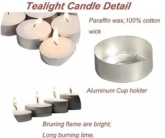Home Decor Tealight Candles Paraffin Pressed Wax Smokeless Unscented Dripless Long Lasting Burning for Home Decor Table (Pack of 50)-thumb1
