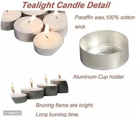 Home Decor Tealight Candles Paraffin Pressed Wax Smokeless Unscented Dripless Long Lasting Burning for Home Decor Table (Pack of 50)-thumb2