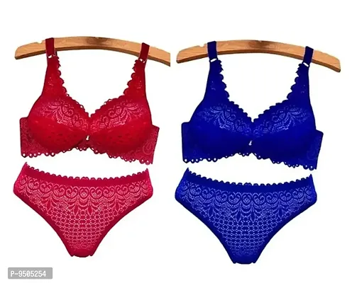 Womens Lace Lingerie Set for Honymoon, Bridal, Push-up Bra Panty Set and Swimwear Pack of 2pcs-thumb0