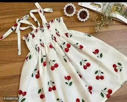 Fabulous White Cotton Printed Frocks For Girls