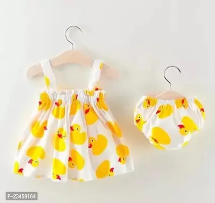 Fabulous Yellow Cotton Printed Frocks For Girls