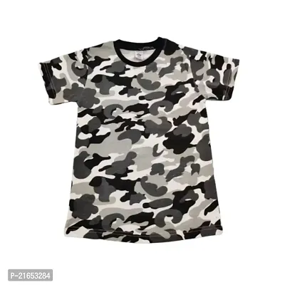 Ninjaa Kid's Cotton Blend Printed Regular Fit T-Shirt for Boys (Grey, 3-4 Years)