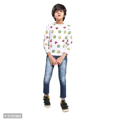 Ninjaa Boys All Over Print Loopknit Regular Fit Sweatshirt(White_2-3 Years)