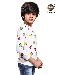 Ninjaa Boys All Over Print Loopknit Regular Fit Sweatshirt(White_5-6 Years)-thumb4