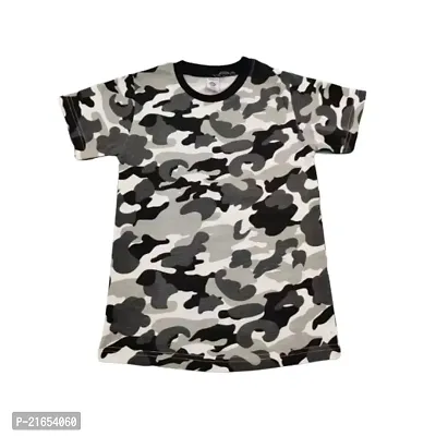 Ninjaa Kid's Cotton Blend Printed Regular Fit T-Shirt for Boys (Grey, 5-6 Years)