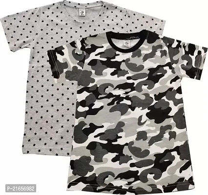 Ninjaa.in Boys Casual Half Sleeve Printed Tshirt, Pack of 2