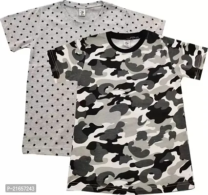 Ninjaa.in Boys Casual Half Sleeve Printed Tshirt, Pack of 2