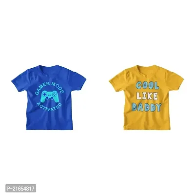 Ninjaa Kid's Cotton Blend Printed Regular Fit T-Shirt for Boys (Blue  Yellow, 3-4 Years, Pack of 2)