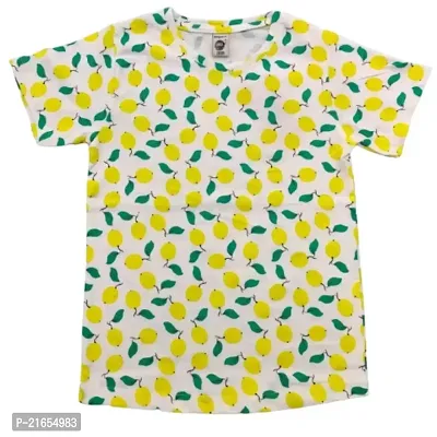 Ninjaa Kid's Cotton Blend Printed Regular Fit T-Shirt for Boys (Yellow  White, 6-7 Years)