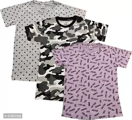 Ninjaa.in Boys Casual Half Sleeve Printed Tshirt, Pack of 3