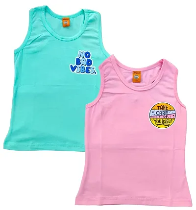 Printed Cotton Blend Top for Girls Pack of 2