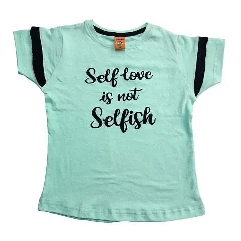 Text Print Cotton Blend Top for Girls