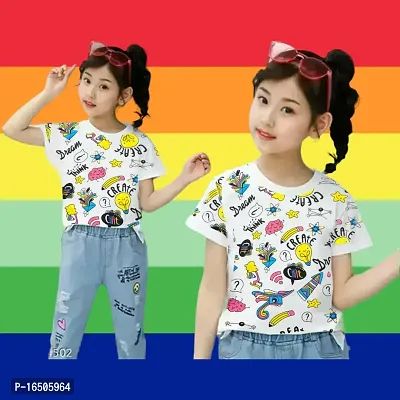 Girls T - Shirt I Best Selling Top I Girls Top I Fancy Top For Girls I Printed Top For Kids-thumb2
