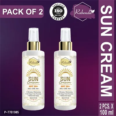 Rabenda Sunscreen Cream Whitening,Moisturising,Anti Aging, Reduce Dark Spote Protection From UVA Sun Protection And De Tan -Pack Of 2, 100 ml each