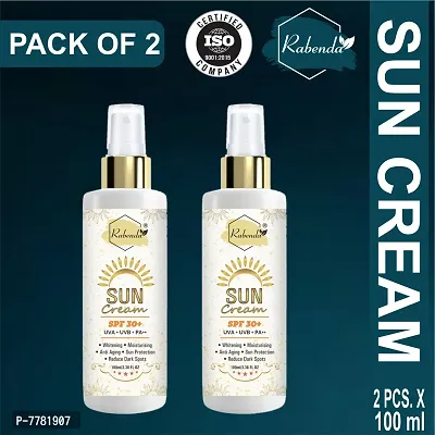 Rabenda Sunscreen Cream Whitening,Moisturising,Anti Aging, Reduce Dark Spote Protection From UVA Sun Protection And De Tan -Pack Of 2, 100 ml each-thumb0