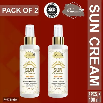 Rabenda Sunscreen Cream Whitening,Moisturising,Anti Aging, Reduce Dark Spote Protection From UVA Sun Protection And De Tan -Pack Of 2, 100 ml each