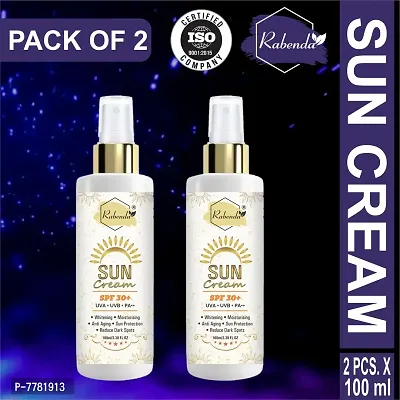 Rabenda Sunscreen Cream Whitening,Moisturising,Anti Aging, Reduce Dark Spote Protection From UVA Sun Protection And De Tan -Pack Of 2, 100 ml each