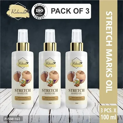 Stretch Care Oil to Minimize Stretch Marks  Even Out Skin Tone - Blend of 6 Oils with Rosehip Calendula  Sea Buckthorn Oils - No Parabens, Silicones, Mineral Oil  Color - 100mL (pack of 3)
