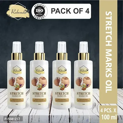 Stretch Care Oil to Minimize Stretch Marks & Even Out Skin Tone - Blend of 6 Oils with Rosehip Calendula & Sea Buckthorn Oils - No Parabens, Silicones, Mineral Oil & Color - 100mL (pack of 4)