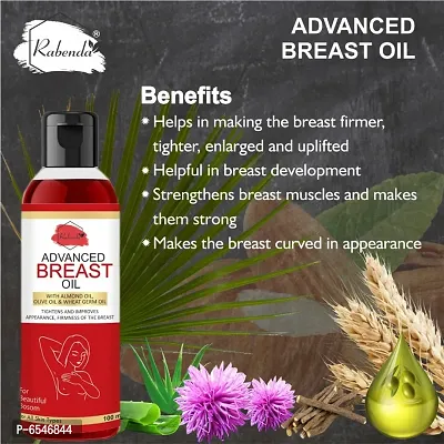 RABENDA Release Breast Destressing Oil for Women- ALMOND OIL,OLIVE OIL and WHEAT GERM OIL - Relieves Stress Caused by Wired Bra and Breast toner massage oil 100% natural which helps in growth/firming/in-thumb3