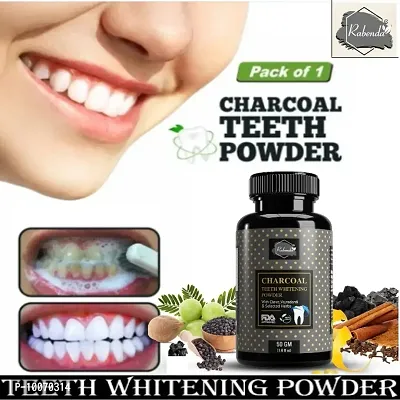 Rabenda Natural Activated Charcoal Teeth Whitening Powder | For Tobacco Stain, Tartar, Gutkha Stain and Yellow Teeth Removal | No Side Effect  Fluoride Free | Enamel Safe Teeth Whitening | Pack of -1-thumb0