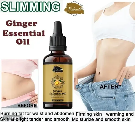 Rabenda Fat Burner Belly Drainage Pure Ginger Essential Oil Lymphatic Drainage Ginger Oil, Slimming Tummy Ginger Oil 30 ml | pack of -1