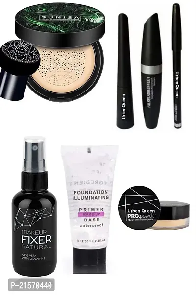 sunisa Foundation   Eyebrow Pencil Black  Liquid EyeLiner  Mascara  Makeup base primer  After makeup fixer  Loose powder