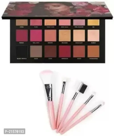 Rose gold edition eyeshadow palette  Set of 5 makeup brushes ( 2 items )  (6 Items in the set)