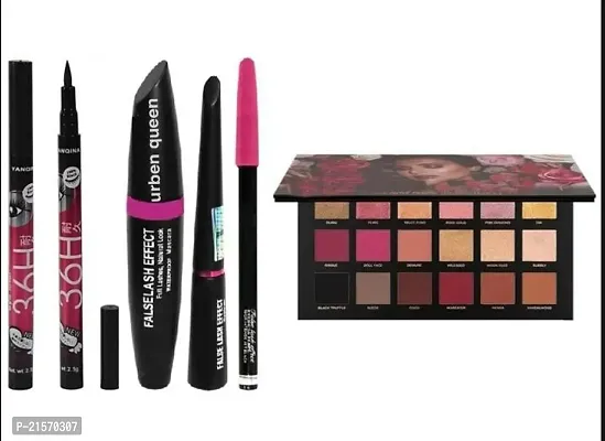 2 Pc 36 hours stay eyeliner  mascara  eyeliner  Eyebrow pencil  Rose gold edition eyeshadow palette ( 6 items )-thumb0