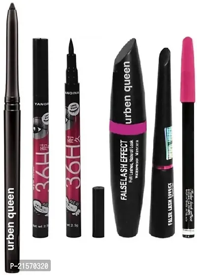 KAJAL  2 pc 36 hours stay eyeliner  mascara  eyeliner  eyebrow pencil ( 6 items )