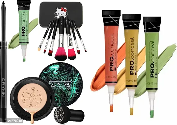 Rosedale Studio Professional 7 Makeup Brush  Sunisa Air Cushion Korean Mushroom Foundation  LA 992 Green Concealer Corrector