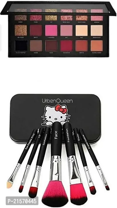 Rose gold edition eyeshadow palette  Set of 7 makeup brushes ( 2 items )-thumb0