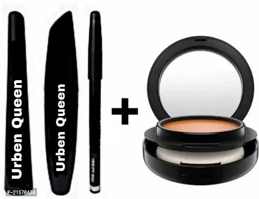 Eyebrow Pencil Black  Liquid EyeLiner  Mascara  KaJal  A Face Compact ( Pavk of 2 )