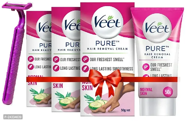 Veet Pure Hair Removal Cream for Women  Normal Skin - 100g pack of 3