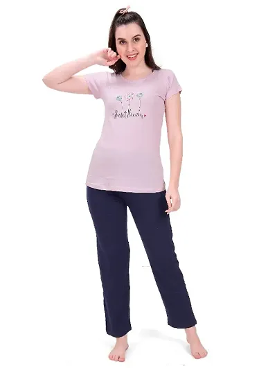 Hot Selling Cotton Hosiery Top & Pyjama Set Women's Nightwear 