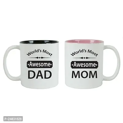 V Kraft Best mom dad Ever Unique mom dad Quote Printed Stylish Coffee Mug for mom dad on The Occassion of Birthday Anniversay,Father's Day, Mother's Day and Any Other Special Occassion |330ml | 81