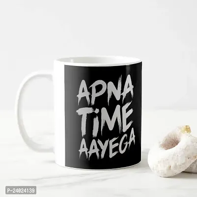 V Kraftapna time aayega Black Template White Ceramic Mug with Handle Gift for Anyone On Any Occasion | Coffee Mug  Tea Cup | Pack of 1, 330ml