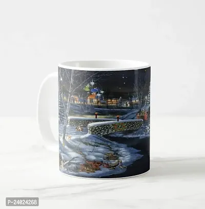 V Kraft Night View White Ceramic Mug with Handle Gift for Anyone On Any Occasion | Coffee Mug  Tea Cup | Pack of 1, 330ml