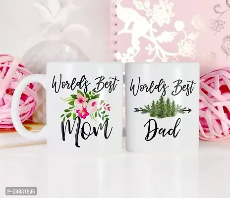 V Kraft Best mom dad Ever Unique mom dad Quote Printed Stylish Coffee Mug for mom dad on The Occassion of Birthday Anniversay,Father's Day, Mother's Day and Any Other Special Occassion |330ml | 85-thumb0