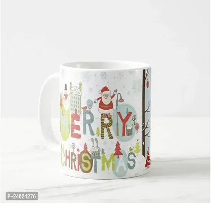 V Kraft Merry Christmas and Happy New Year White Ceramic Mug with Handle Gift for Anyone On Any Occasion | Coffee Mug  Tea Cup | Pack of 1, 330ml