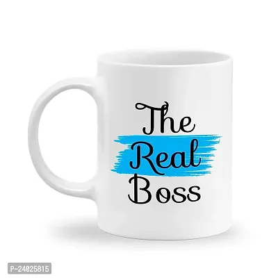 GIFTkarde The Real Boss Cute Couple Coffee Mugs Brand 11oz 325 ml Ceramic Cup-thumb2