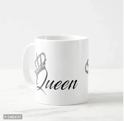 V Kraft Queen Diamond Crown White Ceramic Mug with Handle Gift for Anyone On Any Occasion | Coffee Mug  Tea Cup | Pack of 1, 330ml