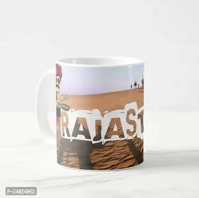 V Kraft Rajasthani Culture tadka White Ceramic Mug with Handle Gift for Anyone On Any Occasion | Coffee Mug  Tea Cup | Pack of 1, 330ml