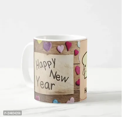 V Kraft i loaf You so Much Happy New Year Cute Couple White Ceramic Mug with Handle Gift for Anyone On Any Occasion | Coffee Mug  Tea Cup | Pack of 1, 330ml