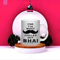 V Kraft Most Chilled Out bhai Quote Printed Trendy  Stylish froasted Glass Coffee  Tea Mug | Gift for Anyone on Any Special Occasion |Coffee Mug  chai Cup | Pack of 1| 330 ml-thumb1