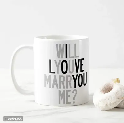V Kraft Unique Proposal Quote White White Ceramic Mug with Handle Gift for Anyone On Any Occasion | Coffee Mug  Tea Cup | Pack of 1, 330ml