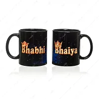 V Kraft King BHAIYA Queen BHABHI Printed Black Color Coffee Mug with Designer Rakhi for bhaiya bhabhi with roli chawal and Rakhi Special Wishes Card |330 ml (Black 02)-thumb1