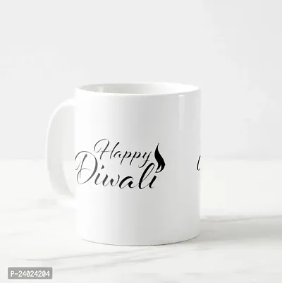 V Kraft Happy Diwali White Ceramic Mug with Handle Gift for Anyone On Any Occasion | Coffee Mug  Tea Cup | Pack of 1, 330ml